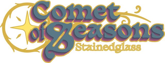 logo de comet of seasons, boutique de vitraux. Les vitraux sont fabriqués en France et sont des suncatcher ( attrape soleil) en verre.